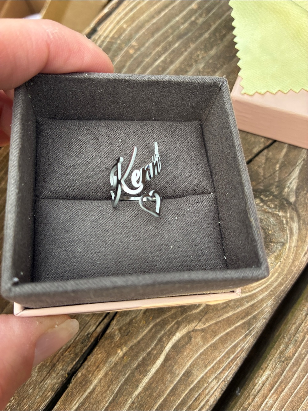 Personalized 'Kennedi' Sterling Silver Name Ring with Heart Accent